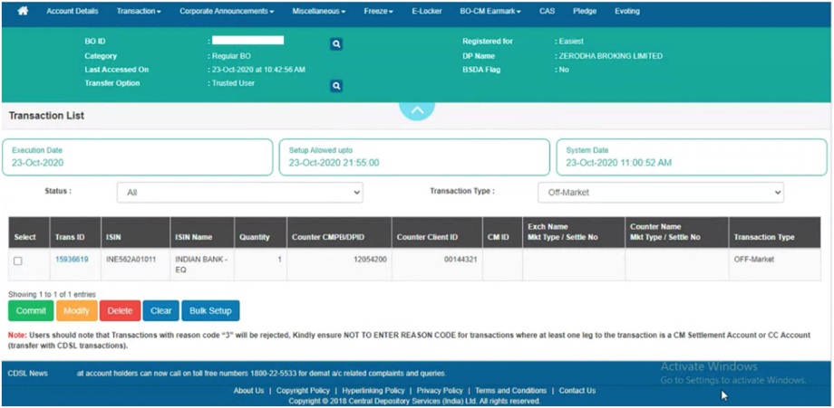 Online Share Transfer process through CDSL | Samco