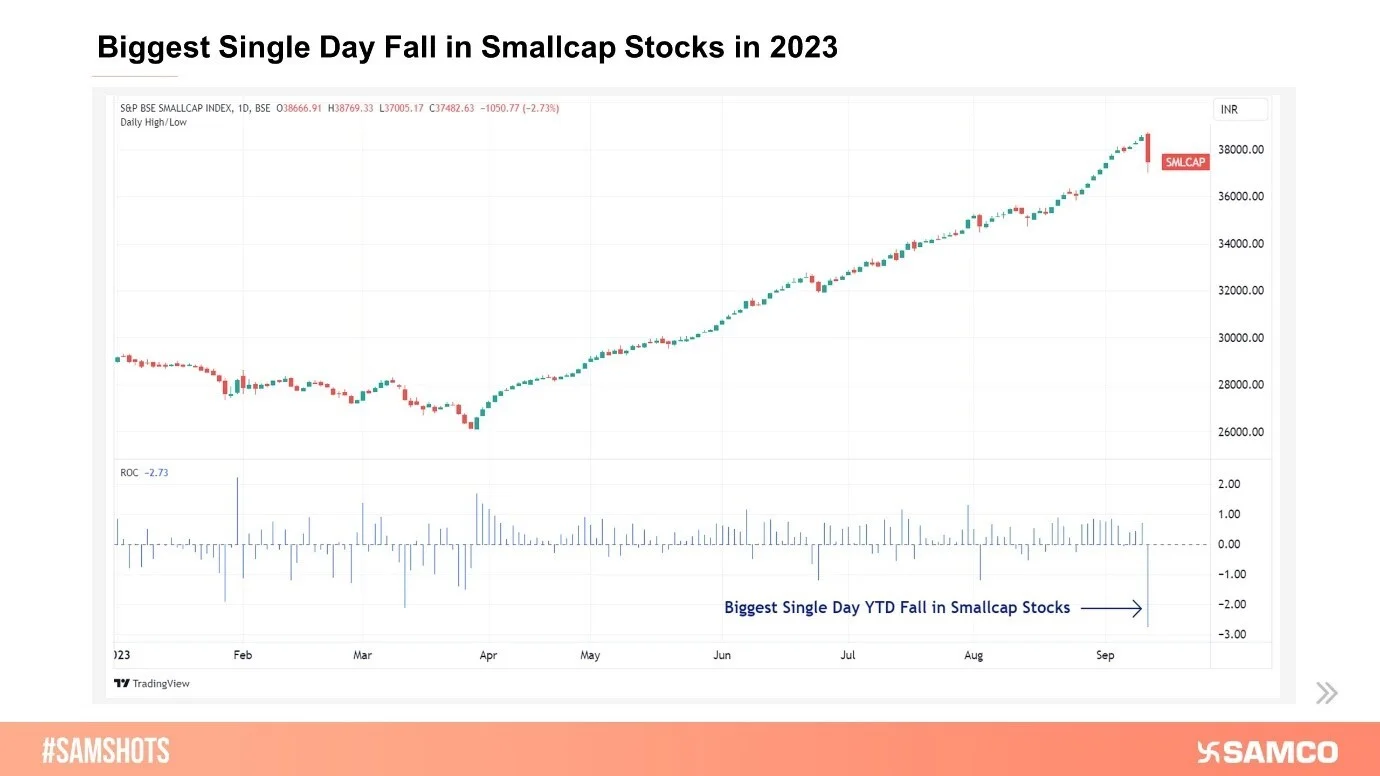 BSE Smallcap index ended lower by 4% on Tuesday. This was the largest single day fall in a year in the index