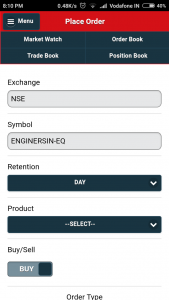 samco mobile trader buy order